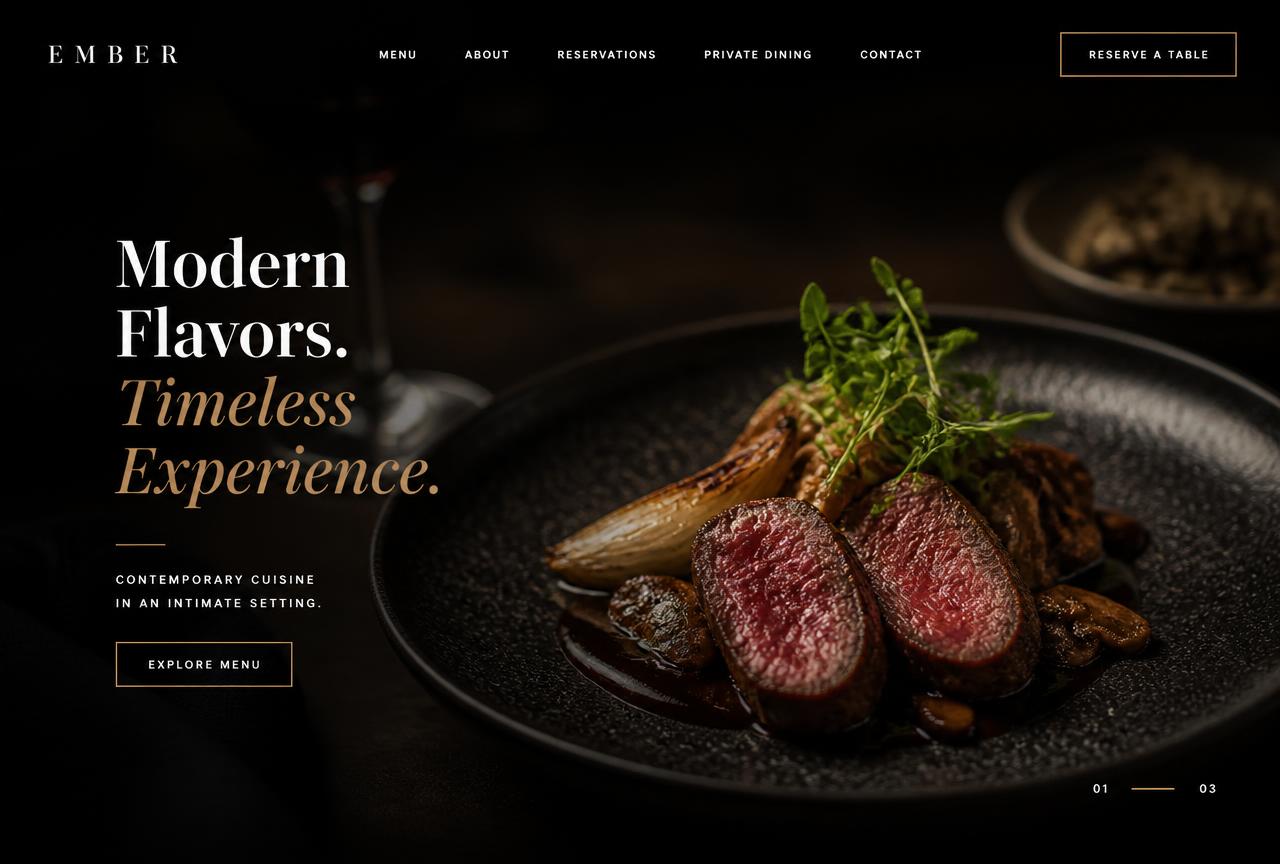 Modern restaurant website design
